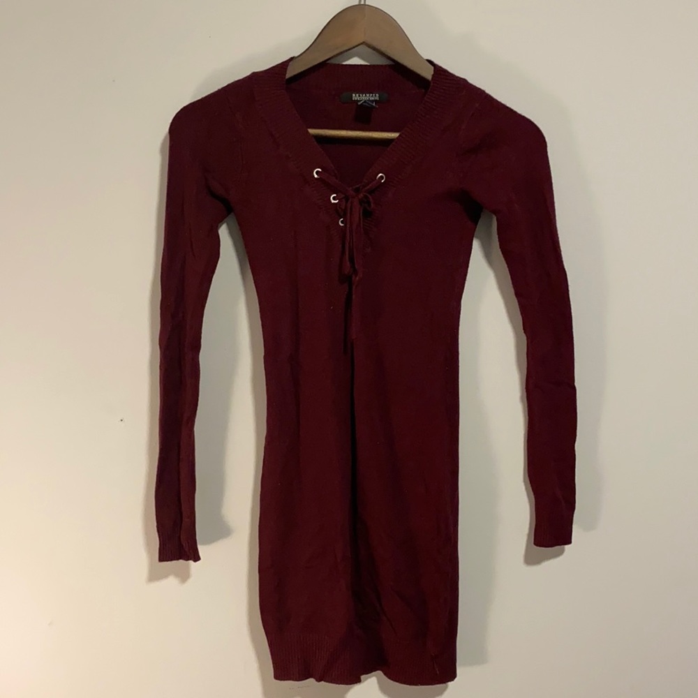 Dark red sweater dress